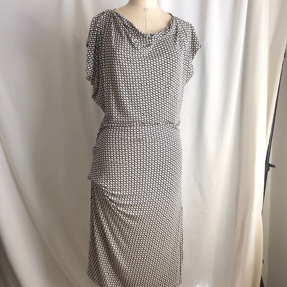 Cabi black and white print midi dress career Sz: M - Picture 2 of 5
